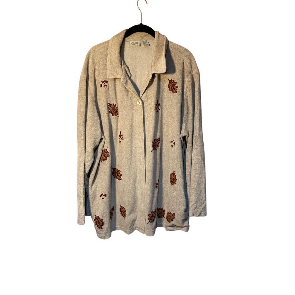 Vintage classic elements women’s fall leaf print long sleeve cardigan S/20/22
